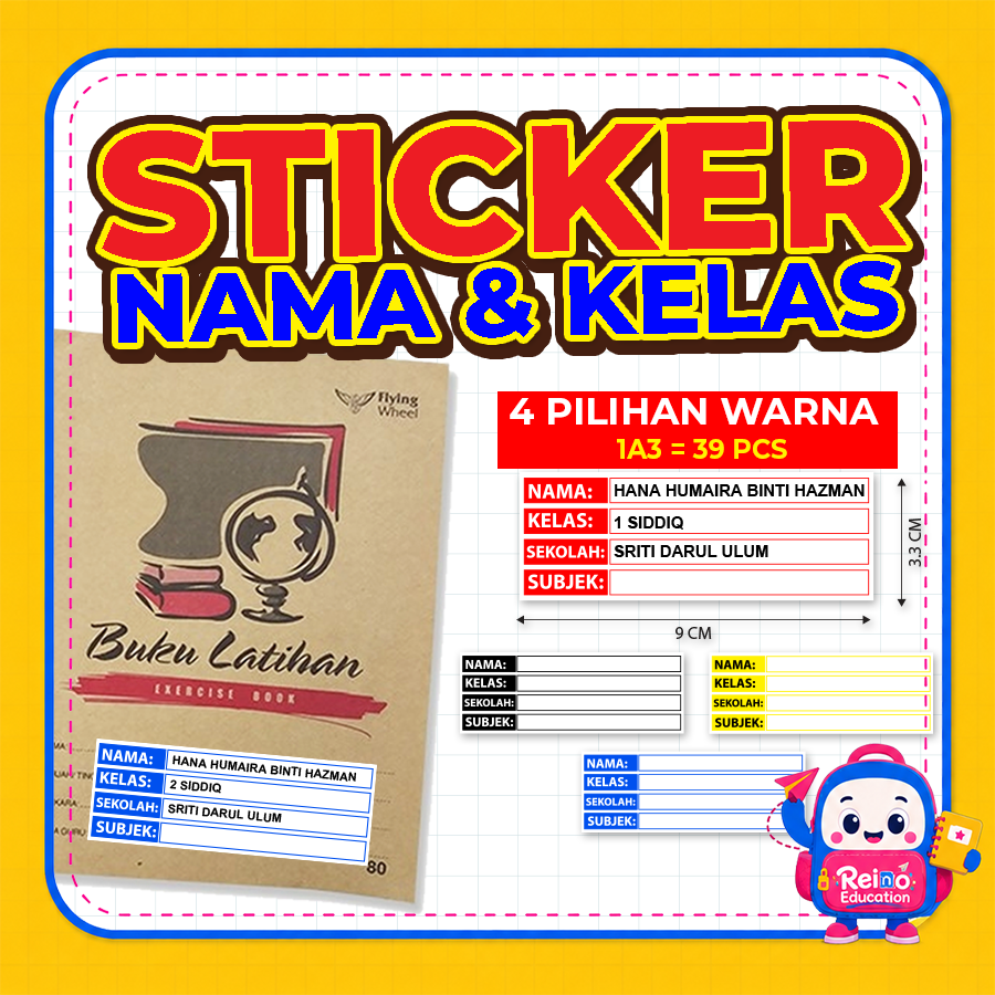 STICKER NAMA & KELAS