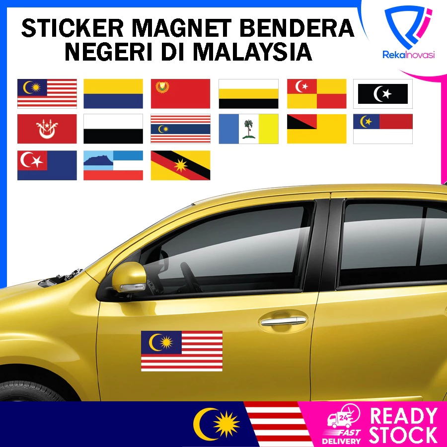Sticker Magnet Bendera Malaysia Merdeka dan Negeri