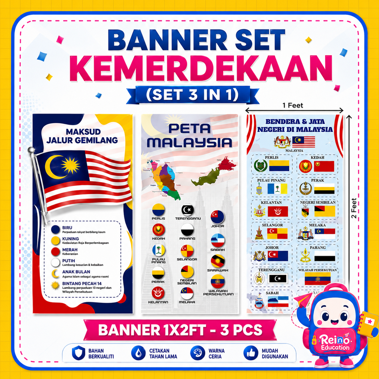 BANNER KECERIAAN KELAS SET 3 IN 1